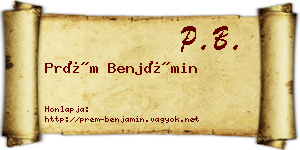 Prém Benjámin névjegykártya